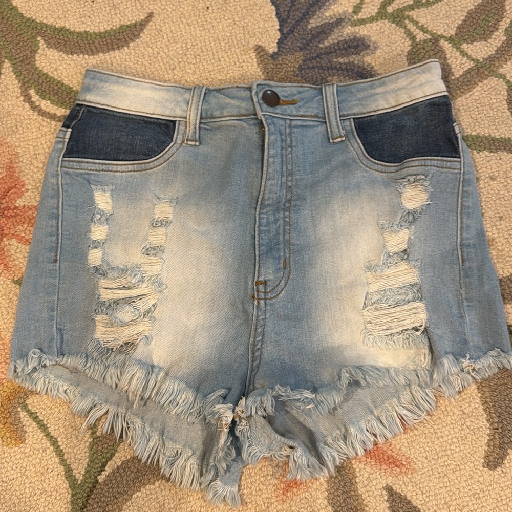 Fashion Nova ColorBlock Denim Women's Shorts Size L